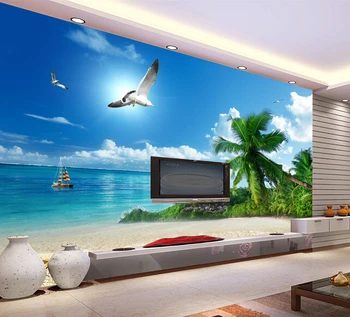 Pasirinktinius nuotraukų foną, mėlynas dangus ir jūros kraštovaizdžio freskomis už kambarį, miegamąjį, TV foną, sienos papel de parede