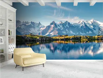 Pasirinktinius nuotraukų foną, prancūzijos Alpėse kraštovaizdžio freskomis už kambarį, miegamąjį, TV foną tapetai, sienų dekoras