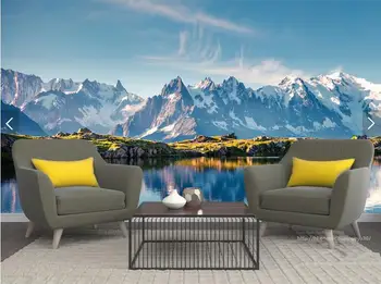 Pasirinktinius nuotraukų foną, prancūzijos Alpėse kraštovaizdžio freskomis už kambarį, miegamąjį, TV foną tapetai, sienų dekoras