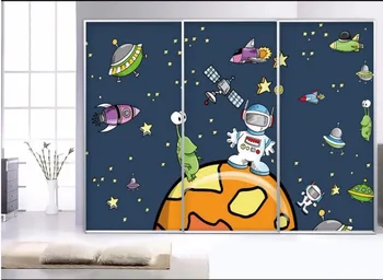 Pasirinktinius nuotraukų freskos 3d tapetai, Cartoon kosmoso žvaigždėtą starship sienos, Namų dekoro 3d sienų freskomis tapetai už kambarį