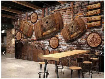 Pasirinktinį medienos tapetai, 3d, derliaus vyną medienos sieninis baras KTV restoranas fone namų dekoro tapetai