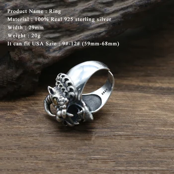Pasisekė Vyrams, Moterims Atidarymo Žiedas 925 Sterlingas Sidabro Papuošalai Etninės Drąsių Karių Reguliuojamas Žiedo Fine Jewelry 2018 Atvykimo FR74