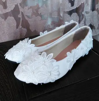 Paslysti ant nėrinių gėlių butai vestuvių bateliai moteris šalis pokylių sweet lady moterų butai, batai užsakymą padaryti low high heel nėriniai batai