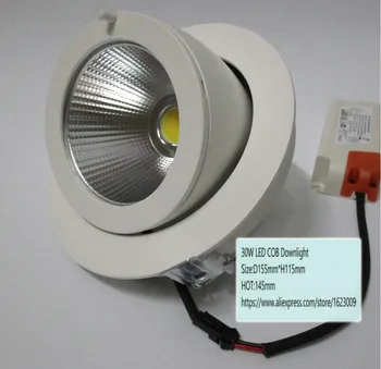 Pasukti 360 laipsnių Pritemdomi LED Downlight COB Vietoje 20w 30w 40w įleidžiamas LED lubų šviestuvas Šiltas Cool White LED Spot Patalpų Apšvietimas