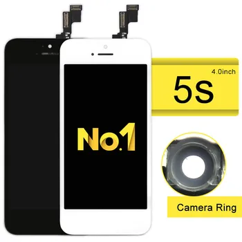 Patikrintas Telefonas 5S LCD Ekranas + Touch Ekranas Stiklas su karkasu Visiškai Pakeisti Asamblėjos+kameros žiedas