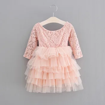 Pavasario mergaitės Boutique nėrinių šokių suknelė Princesė Rudenį gimtadienio nėrinių suknelė Vaikų kamuolys chalatai Drabužius [Yelaumoky]