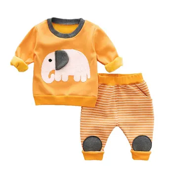 Pavasario Naujagimį berniuką drabužius gyvūnų megztinis + kelnės kostiumas 2vnt rinkiniai bamblys vaikui berniukams, kūdikių velet viršutinių drabužių siuvimas, drabužių rinkiniai