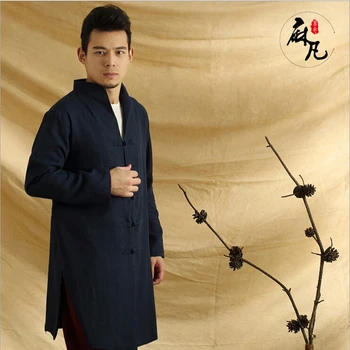 Pavasarį ir rudenį kinijos retro stiliaus varlė mados gryno lino vėjo pertraukiklis lietpaltis mianyiwaitao ilgą striukę, paltą