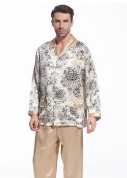 Pavasarį ir rudenį šilko pižama su mulberry šilko ir šilko dviejų dalių kostiumas ilgomis rankovėmis