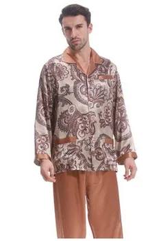 Pavasarį ir rudenį šilko pižama su mulberry šilko ir šilko dviejų dalių kostiumas ilgomis rankovėmis