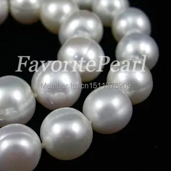 Perlų Karoliai - Didelis Perlų Dydis 12-13mm 17.5-18 Colių Baltos Spalvos Gėlavandenių Perlų Vėrinį Puikus Bridesmaid, Vestuvių Papuošalai
