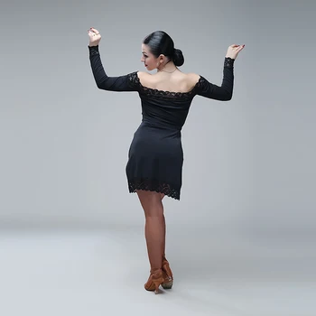 Pigūs Lotynų Šokių Suknelė Ponios Juoda Backless Nėrinių Suknelė Naujausias Moterų Moterų Aikštėje Latino Indijos Chacha Flamenko Suknelė B36