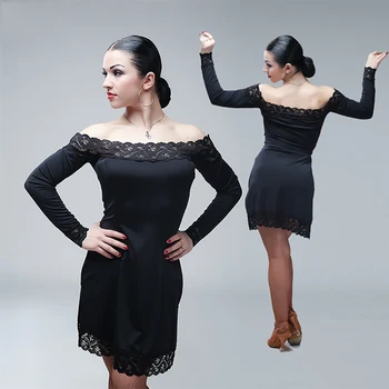 Pigūs Lotynų Šokių Suknelė Ponios Juoda Backless Nėrinių Suknelė Naujausias Moterų Moterų Aikštėje Latino Indijos Chacha Flamenko Suknelė B36