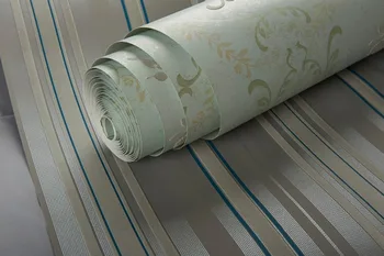 Pilka Verticall Aksomo Juostelės, Flocking Tapetai Tekstilės Wallcovering Miegamasis