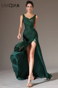 Ping Naujas V Iškirpte Žalia Šifono Visas Ilgis Ilgalaikės Formalios Vakarinę Suknelę