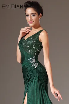 Ping Naujas V Iškirpte Žalia Šifono Visas Ilgis Ilgalaikės Formalios Vakarinę Suknelę