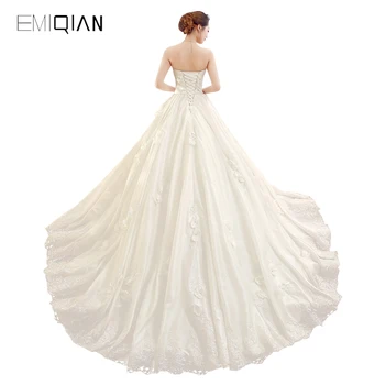 Ping Nekilnojamojo Nuotraukas Limited Edition Išskirtinį linijos Gėlių Nėrinių Bridal Vestuvinė Suknelė
