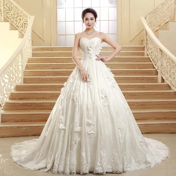 Ping Nekilnojamojo Nuotraukas Limited Edition Išskirtinį linijos Gėlių Nėrinių Bridal Vestuvinė Suknelė
