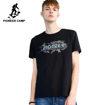 Pioneer stovykla nauja short sleeve t shirt mens prekės ženklo drabužių mados atsitiktinis grynos medvilnės marškinėlius kvėpuojantis tshirts vyrų ADT801215