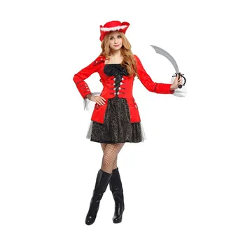 Piratų panele, Helovyno cosplay kostiumų rinkinys suaugusiems moterims naktiniame klube dėvėti šalis suknelė przybornik su skrybėlę pleistras