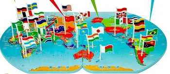 Plastikiniai kovoti įdėta pažinimo Woodengeography pasaulio žemėlapio vėliavėles įdėta vėliavos kūdikių švietimo žaislai vaikams