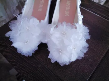 Plius dydžio baltos gėlės mergina butai batus moteris panele butas kulnas duobute anklet romantiška sweet vestuvių butai moteriška šalis batų