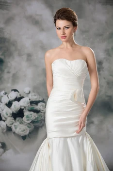 Plus Size Vestido De Noiva 2018 Vestuvių Suknelės Undinė Brangioji Klostuotas Satino Turkija Boho Vestuvių Suknelė Vestuvių Suknelės