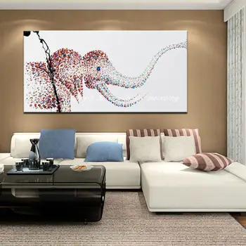 Pop Art Rankomis Dažyti Šiuolaikinio Abstraktaus Dramblys Gyvūnų Naftos Tapyba Ant Drobės, Sienos Meno Nuotrauką Kambarį Namo Apdaila