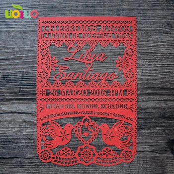 Popieriaus Asmeninį pjovimas lazeriu gėlių ir paukščių įvairių spalvų vestuvių kvietimo kortelių dizainas