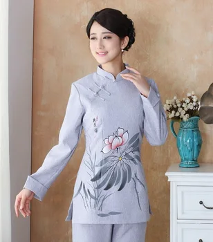 Populiariausi Tradicinės Kinų stiliaus moteriški Marškinėliai Viršuje Klasikinis Ponios Palaidinė Mujeres Camisa Dydis S M L XL XXL XXXL XXXXL 2508