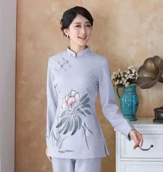Populiariausi Tradicinės Kinų stiliaus moteriški Marškinėliai Viršuje Klasikinis Ponios Palaidinė Mujeres Camisa Dydis S M L XL XXL XXXL XXXXL 2508