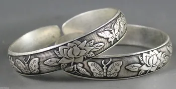 Pora Kinijoje gražus sidabro bangle Kinijos sidabrinė Apyrankė