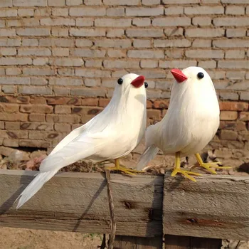 Pora mielas modeliavimas mažas balandis modelis putų & kailis baltas paukštis dovana, apie 16cm 1161