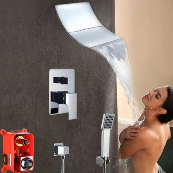 Potinkinis Vonios maišytuvas dušo maišymo Lietaus Dušo komplektas Įtaisytą langelį Dvejopą funkciją Lietaus Krioklys Vonia & Dušas, Maišytuvas, čiaupai