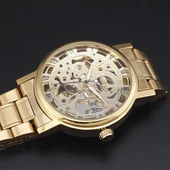 Prabanga Top Brand NUGALĖTOJAS Aukso Vyrų Skeletas Militar Automatinis laikrodis Mechaninis Suknelė Laikrodžiai Vyrams Relojes Automaticos Hombres