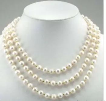 Prabangus 3 eilių Baltų perlų Vėrinį ir dovana