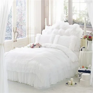 Prabangus patalynės lourie puikūs nėriniai patalynės komplektas,romantiška balta vestuvinė patalynės komplektai,antklode padengti housse de couette paklode