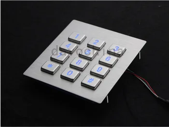 Pramonės vandeniui metalo led apšvietimu apšviečiama klaviatūra su 12 klavišų Apšvietimas Metalo Klaviatūra