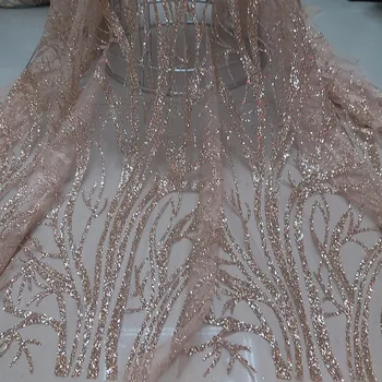 Prancūzijos siūlai populiarus nigerijos vestuvių raišteliais su klijuojami blizgučiai nuotakos tiulio, nėrinių audinys didmeninės Vestuvių suknelė LJ741