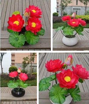 Pranešk apie netikrą Lotoso Gėlių Krūva 48cm 10vnt Modeliavimas Vandens Lelija 6 7 Spalvų Stiebai už Vestuves Namų Dirbtinis Dekoratyvinės Gėlės