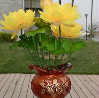 Pranešk apie netikrą Lotoso Gėlių Krūva 48cm 10vnt Modeliavimas Vandens Lelija 6 7 Spalvų Stiebai už Vestuves Namų Dirbtinis Dekoratyvinės Gėlės