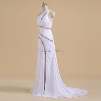 PRD247 Realios Foto Aukštos kokybės linija, Užkarpomis Aukštos ritininės Šifono 2018 Ilgas elegantiškas vieno peties vakaro suknelės
