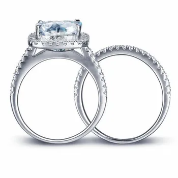 Prekės 925 Sterlingas Sidabro Vestuvinis Žiedas GALAXY Naujų Madingų Papuošalų 3 Karatų Imituoti Deimantų Vestuviniai Žiedai Moterims
