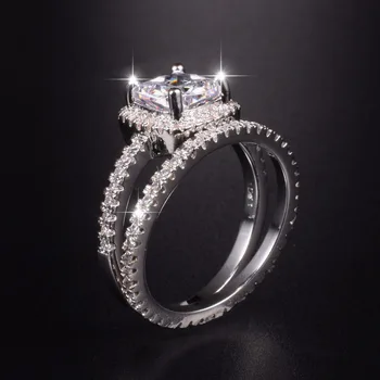 Prekės 925 Sterlingas Sidabro Vestuvinis Žiedas GALAXY Naujų Madingų Papuošalų 3 Karatų Imituoti Deimantų Vestuviniai Žiedai Moterims