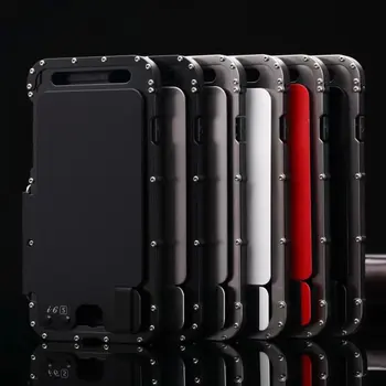 Prekės R-Tiesiog Armor King Geležinis Žmogus Nerūdijančio Plieno, Metalo, atsparus smūgiams Flip Case For Apple iPhone 6 6S Plius/6 Plus Galingas Raudona Balta