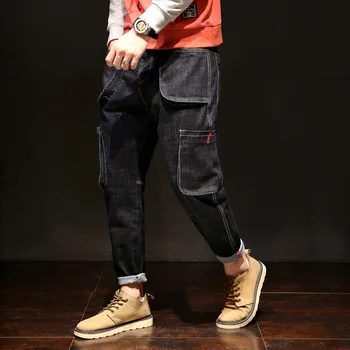 Prekės ženklo vyrai laisvi jean Haremas šiltas Laisvi džinsai Vyrams Unikalus Hip-Hop ' o Drabužių Kokybė Outwear 2017 Nauja Rudens Žiemos