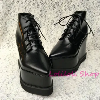Princesė saldus gothic lolita batai Lolilloliyoyo antaina batai užsakymą storio žingsnis-apačioje juoda šviesios odos butas batai 5211n-1