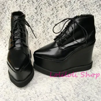 Princesė saldus gothic lolita batai Lolilloliyoyo antaina batai užsakymą storio žingsnis-apačioje juoda šviesios odos butas batai 5211n-1