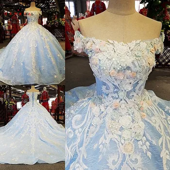Princesė Tiulio Nėrinių Gėlių ornamento formavimas Mėlyna Ilgai Prabangių vakarinių Suknelių Realių Vakare Gown 2018 Naujas Vestido De Festa KC27