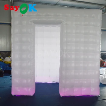 Pripučiami Photo Booth Talpyklos PVC Danga Nešiojamų Palapinė su 17 Spalvų LED Kintančių Šviesos Vestuves